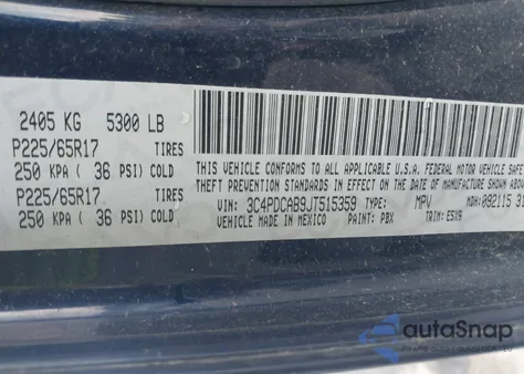 2018 Dodge Journey Se from USA, damaged, VIN 3C4PDCAB9JT515359
